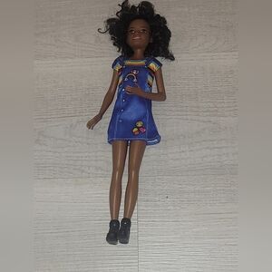 Barbie Sister Doll AA Babysitter Skipper Curly Hair Blue Dress with Rainbow Top